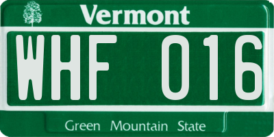 VT license plate WHF016