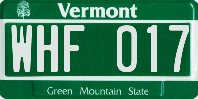 VT license plate WHF017