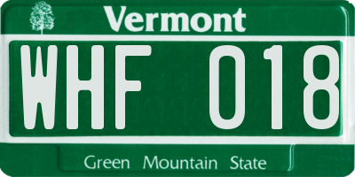 VT license plate WHF018