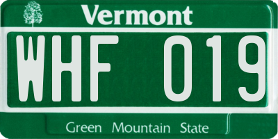 VT license plate WHF019