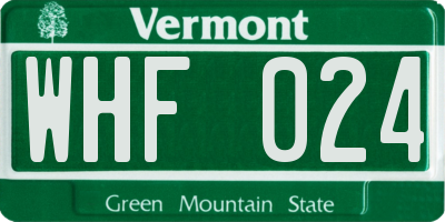 VT license plate WHF024
