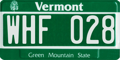 VT license plate WHF028