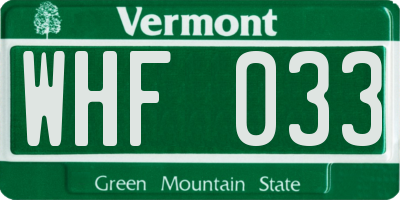 VT license plate WHF033