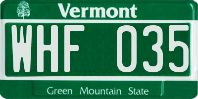VT license plate WHF035