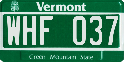VT license plate WHF037