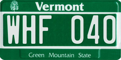 VT license plate WHF040