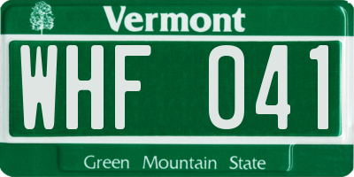 VT license plate WHF041