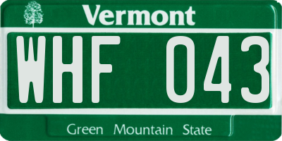 VT license plate WHF043