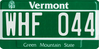 VT license plate WHF044