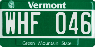 VT license plate WHF046