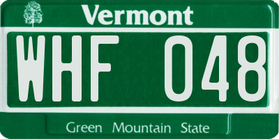VT license plate WHF048