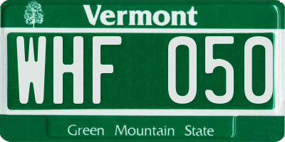 VT license plate WHF050