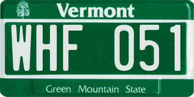 VT license plate WHF051
