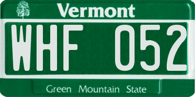 VT license plate WHF052