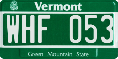 VT license plate WHF053