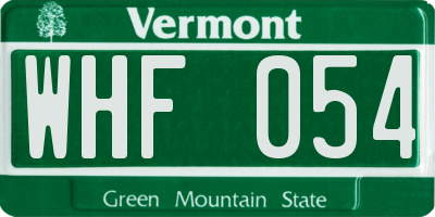 VT license plate WHF054