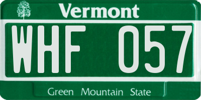 VT license plate WHF057
