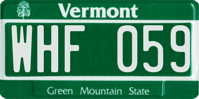VT license plate WHF059