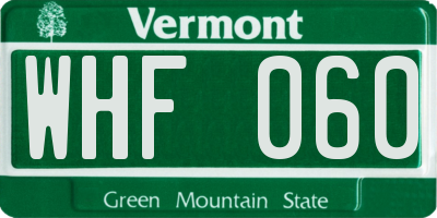 VT license plate WHF060