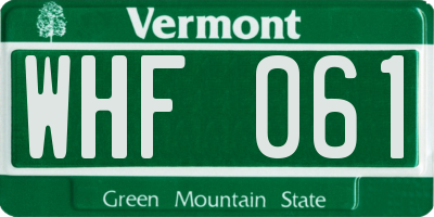 VT license plate WHF061