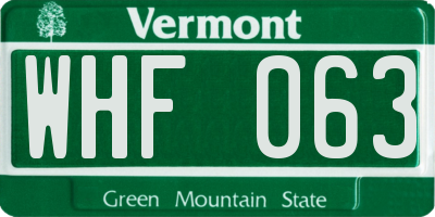 VT license plate WHF063