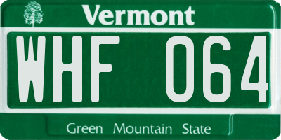 VT license plate WHF064