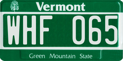 VT license plate WHF065