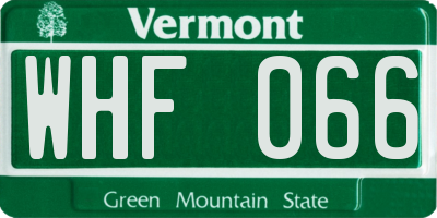 VT license plate WHF066