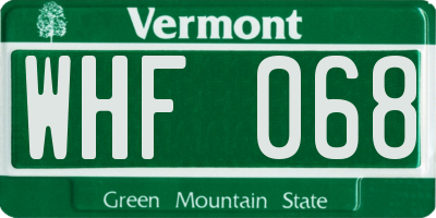 VT license plate WHF068