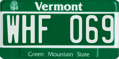 VT license plate WHF069