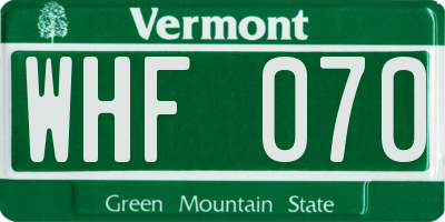VT license plate WHF070