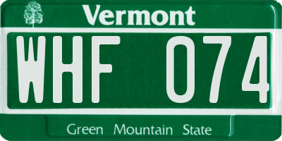 VT license plate WHF074