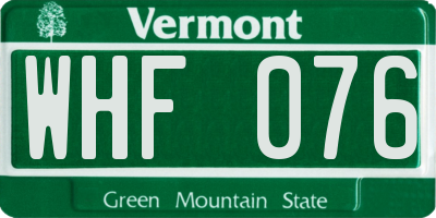 VT license plate WHF076