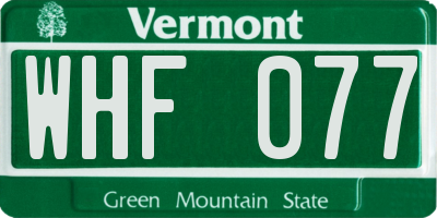 VT license plate WHF077