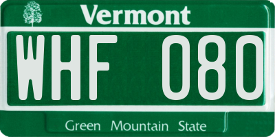 VT license plate WHF080