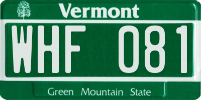 VT license plate WHF081