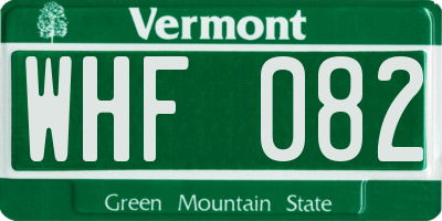 VT license plate WHF082