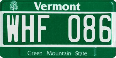 VT license plate WHF086