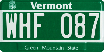 VT license plate WHF087