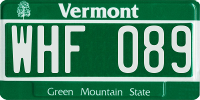 VT license plate WHF089