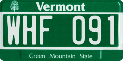 VT license plate WHF091