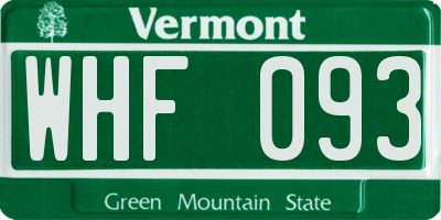 VT license plate WHF093