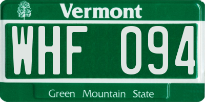 VT license plate WHF094