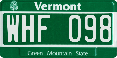 VT license plate WHF098