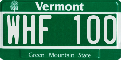 VT license plate WHF100