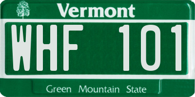 VT license plate WHF101