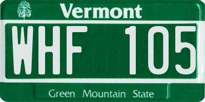 VT license plate WHF105