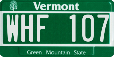 VT license plate WHF107