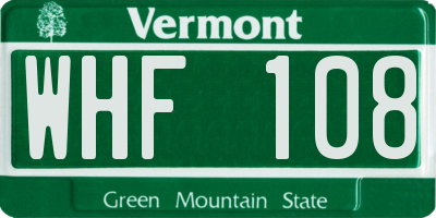 VT license plate WHF108