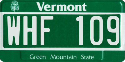VT license plate WHF109